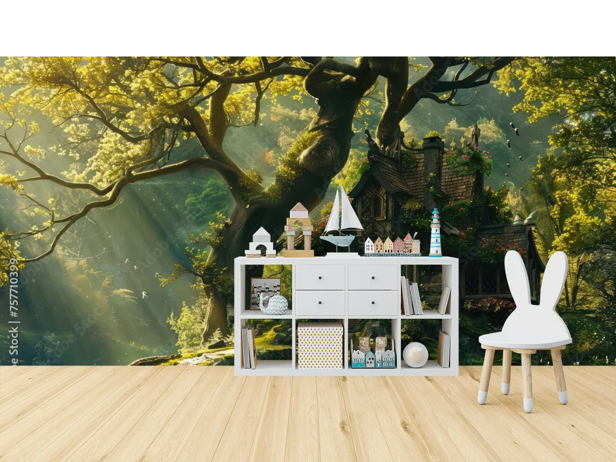 Mural Encantado Bosque de Luz para sala y recámara | Vinil arquitectónico o papel tapiz