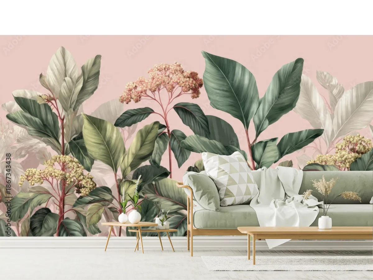 Mural Botánico Tropical Esencia Selva en Vinil, Papel Tapiz o Texturizado