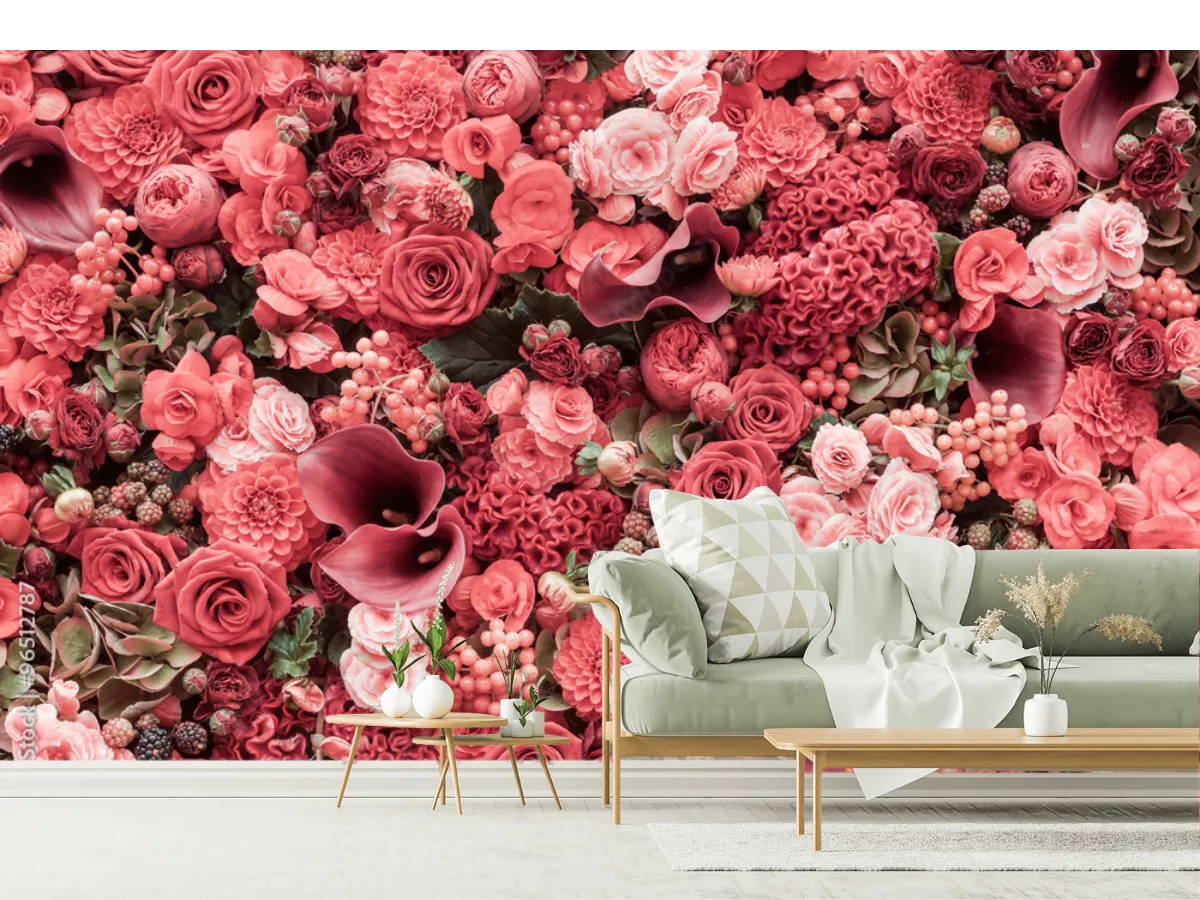 Mural Jardín de Rosas Encantadas para sala y recámara - Vinil, Papel Tapiz, Contract