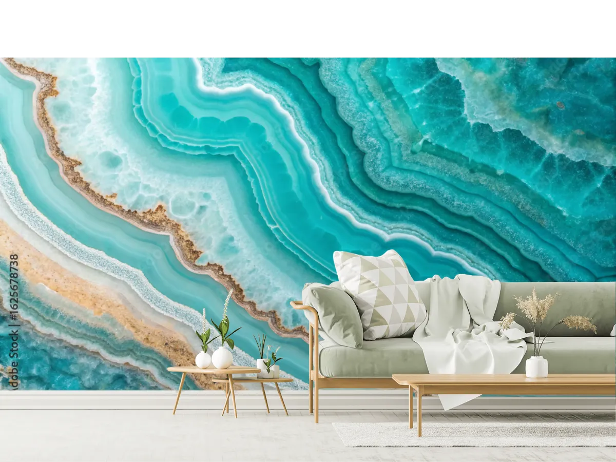 Mural Esmeralda de Agua - fotomural abstracto para decoración mural, vinil o papel tapiz