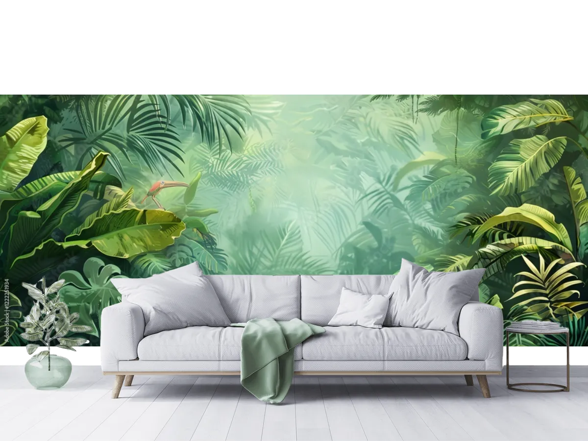 Mural Selva Mistica Tropical Vinil Arquitectónico | Fotomural Decorativo