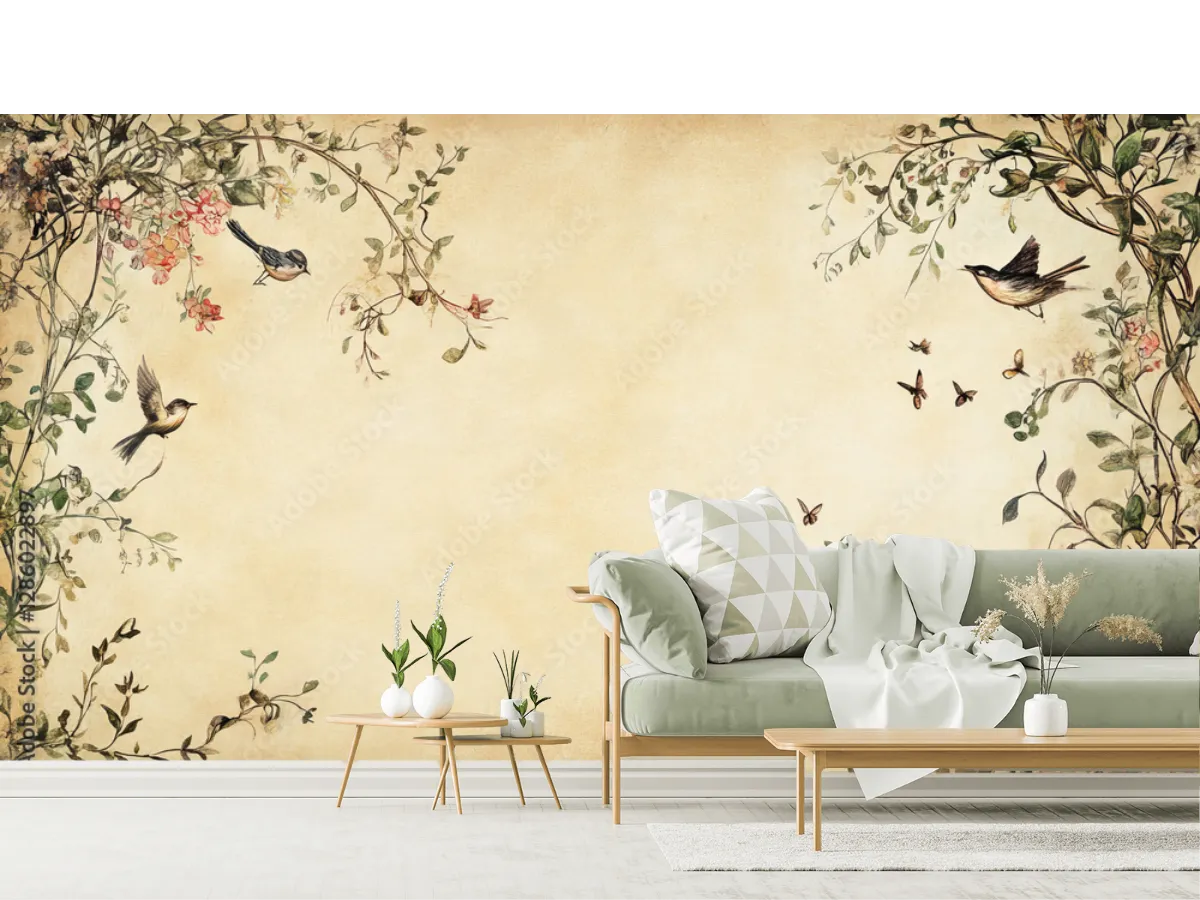 Mural Jardín Poético para Sala | Fotomural Decorativo en Vinil o Papel Tapiz