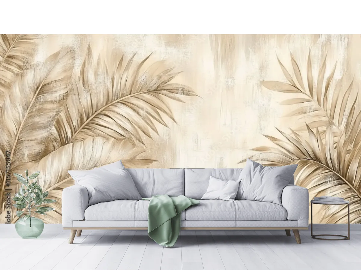 Mural Hoja Ébano Dorado - Fotomural Decorativo en Vinil, Tapiz y Contract