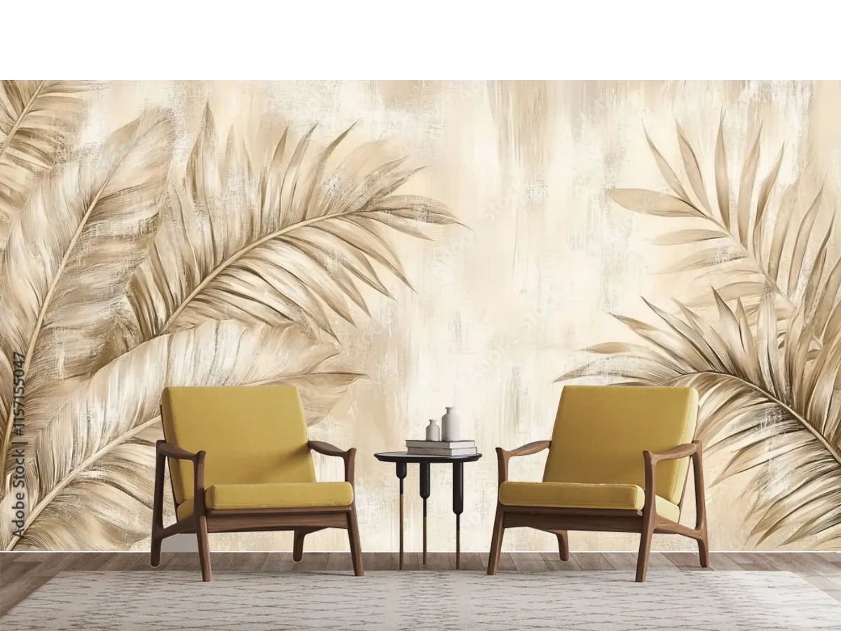 Mural Hoja Ébano Dorado - Fotomural Decorativo en Vinil, Tapiz y Contract