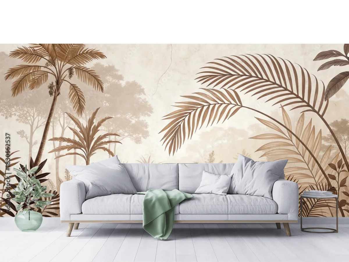 Mural Oasis Botánico Beige – mural de pared para sala y recámara