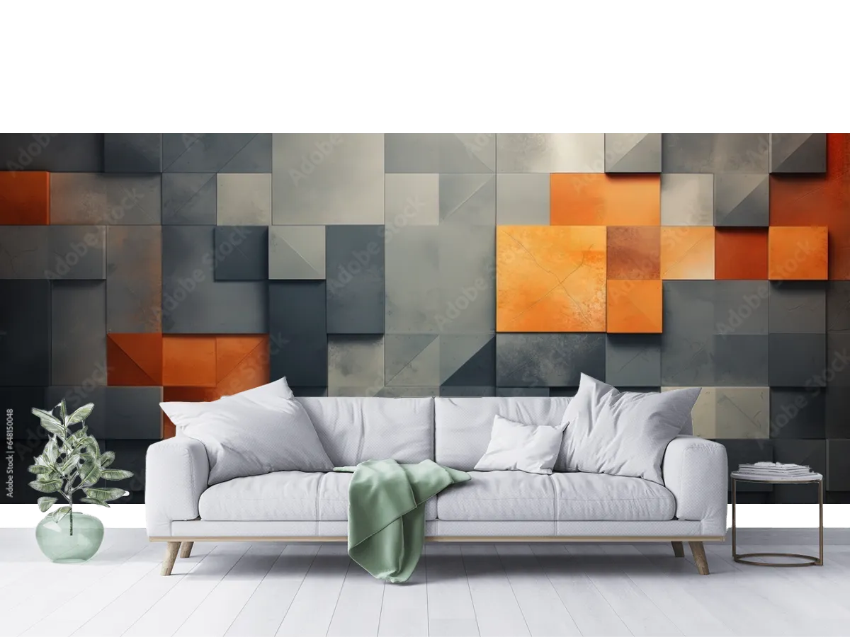 Mural Geométrico Urban Glow Vinil o Tapiz Decorativo