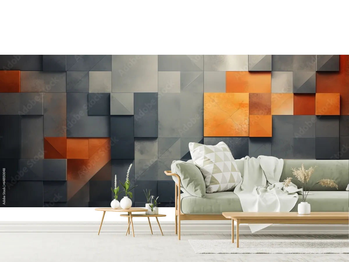 Mural Geométrico Urban Glow Vinil o Tapiz Decorativo