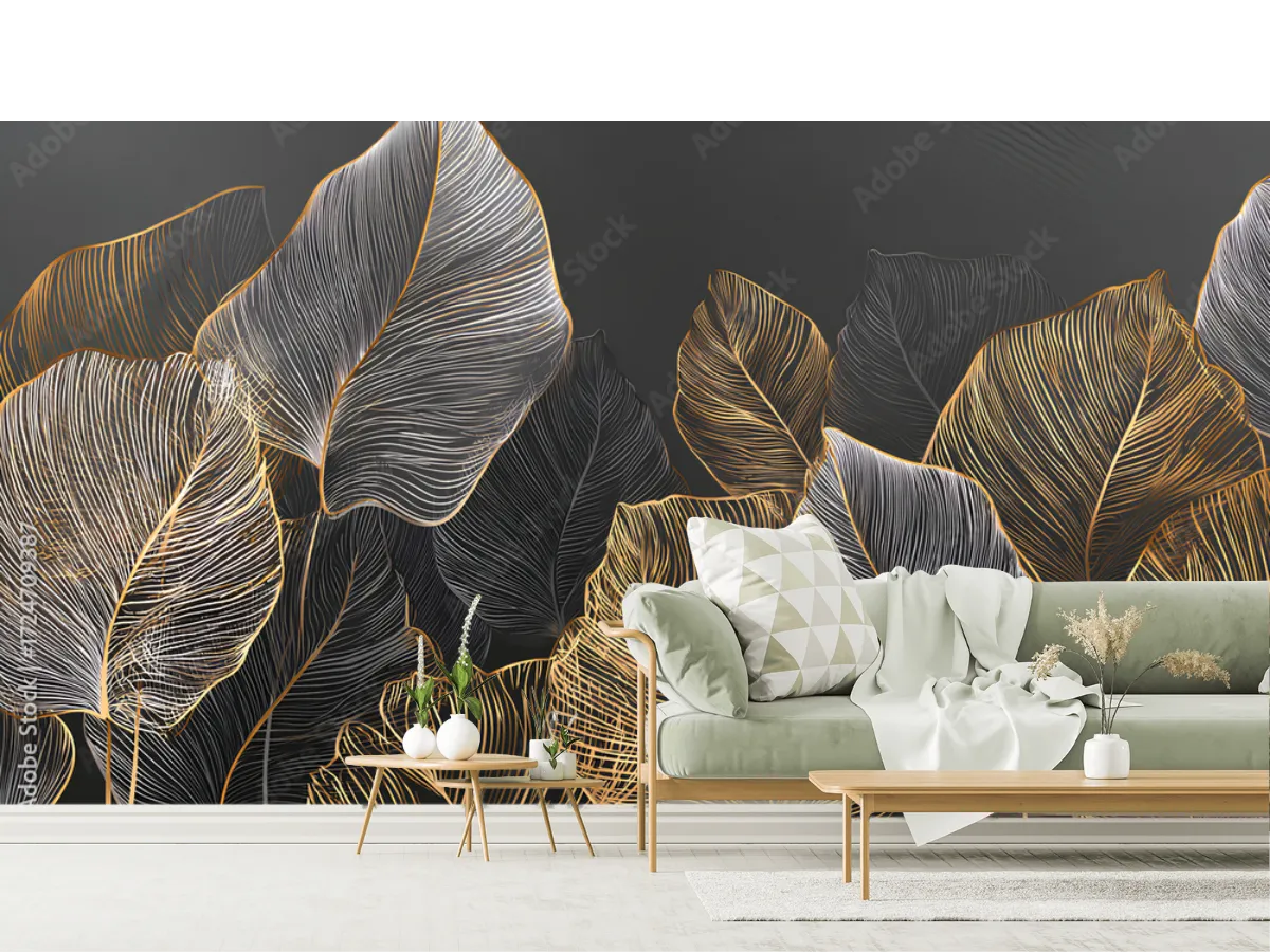 Mural Hoja Dorada Ensoñación | Fotomural Decorativo Vinil Arquitectónico