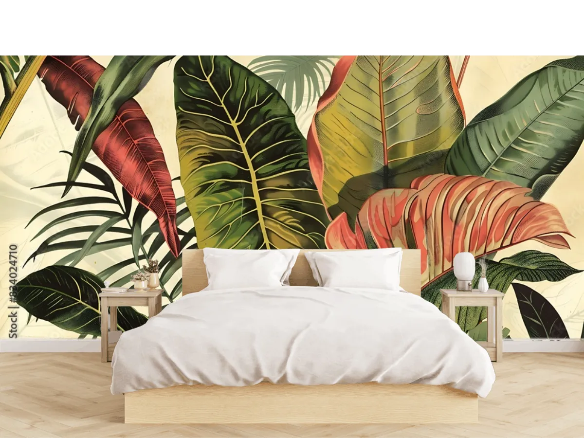 Modelo Mural Oasis Tropical - Fotomural de Hojas Exóticas para Decoración