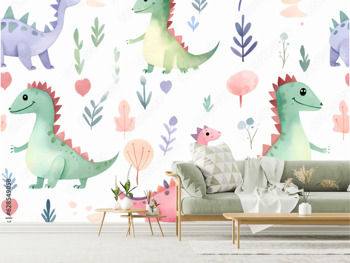 Fotomural Modelo Dino Fantasía Infantil Personalizable para Niños en Vinil o Papel Tapiz