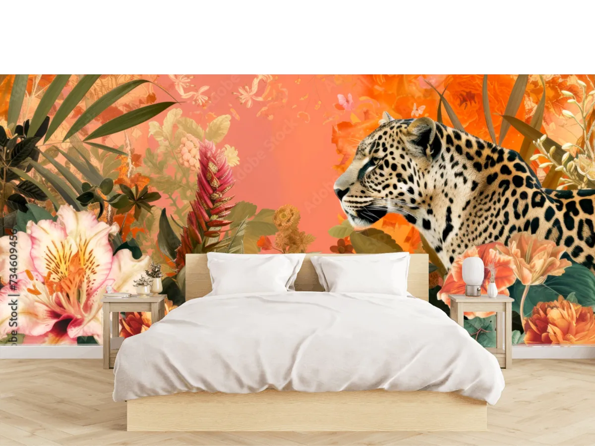 Mural Tapiz Jaguar Tropical – Fotomural Decorativo para Sala o Recámara