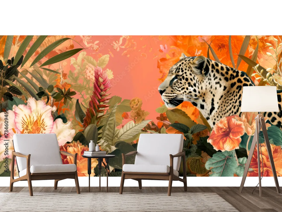 Mural Tapiz Jaguar Tropical – Fotomural Decorativo para Sala o Recámara