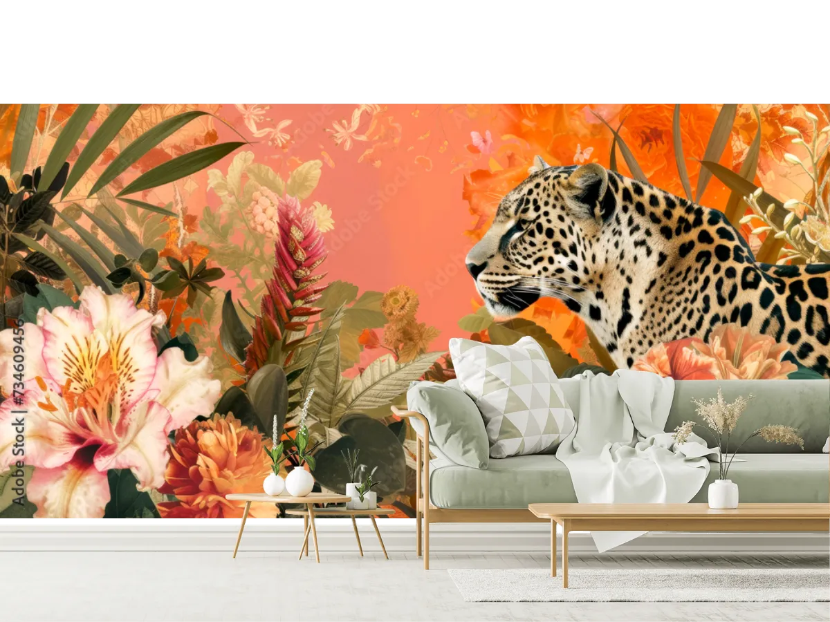 Mural Tapiz Jaguar Tropical – Fotomural Decorativo para Sala o Recámara