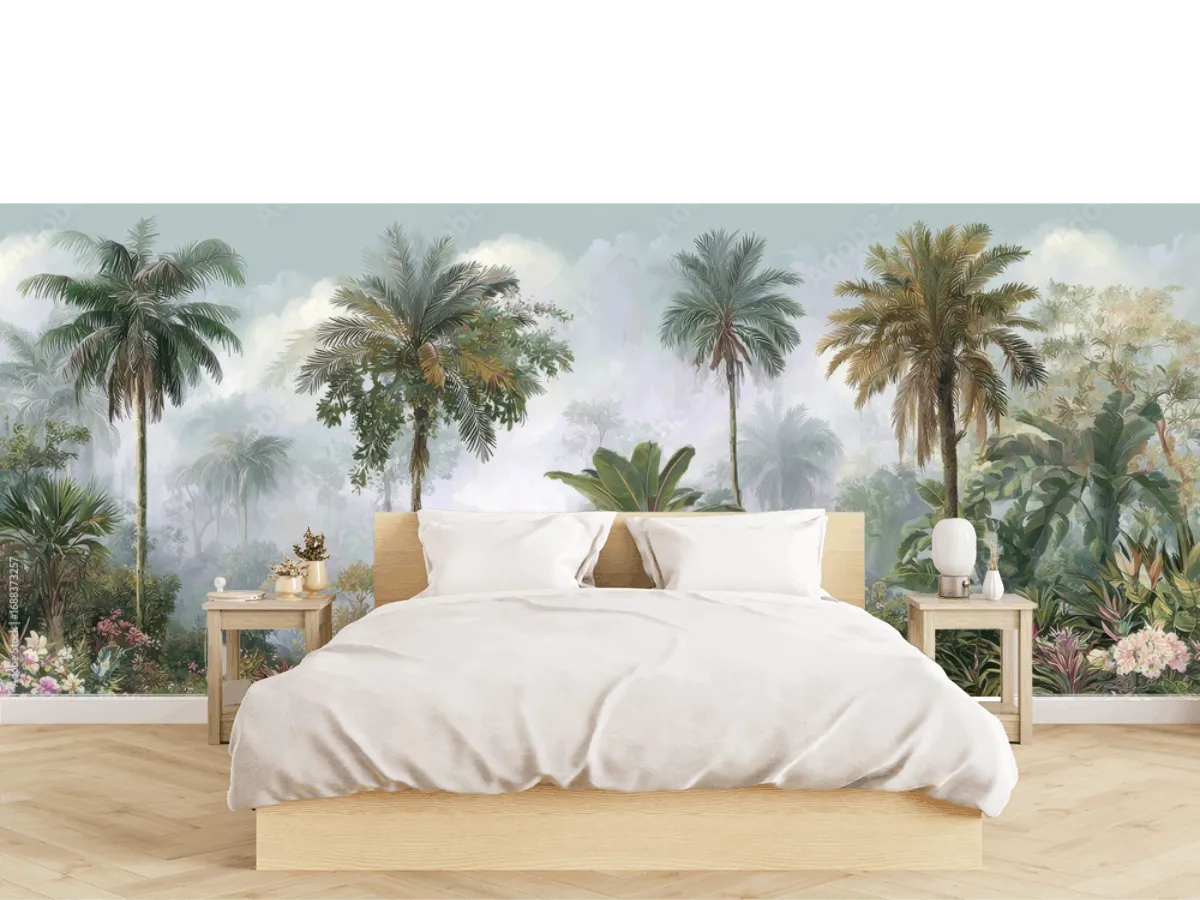 Mural Paraíso Tropical en Vinil y Papel Tapiz Decorativo