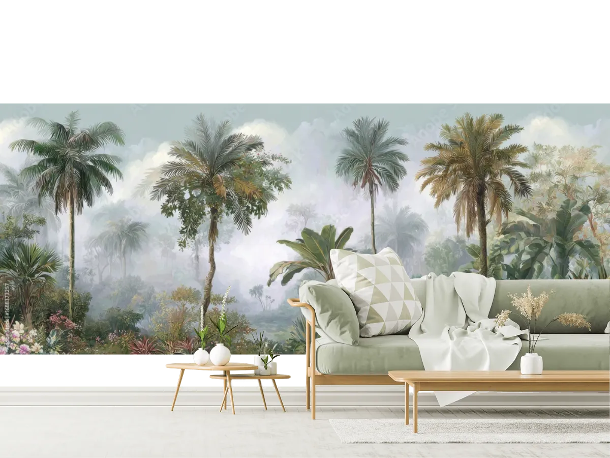 Mural Paraíso Tropical en Vinil y Papel Tapiz Decorativo