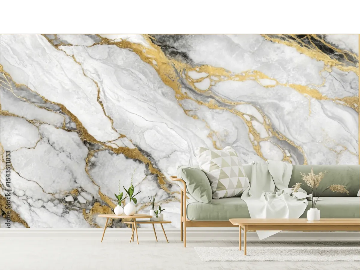 Mural Mármol Dorado Elegancia Suprema para Decoración de Sala y Oficina