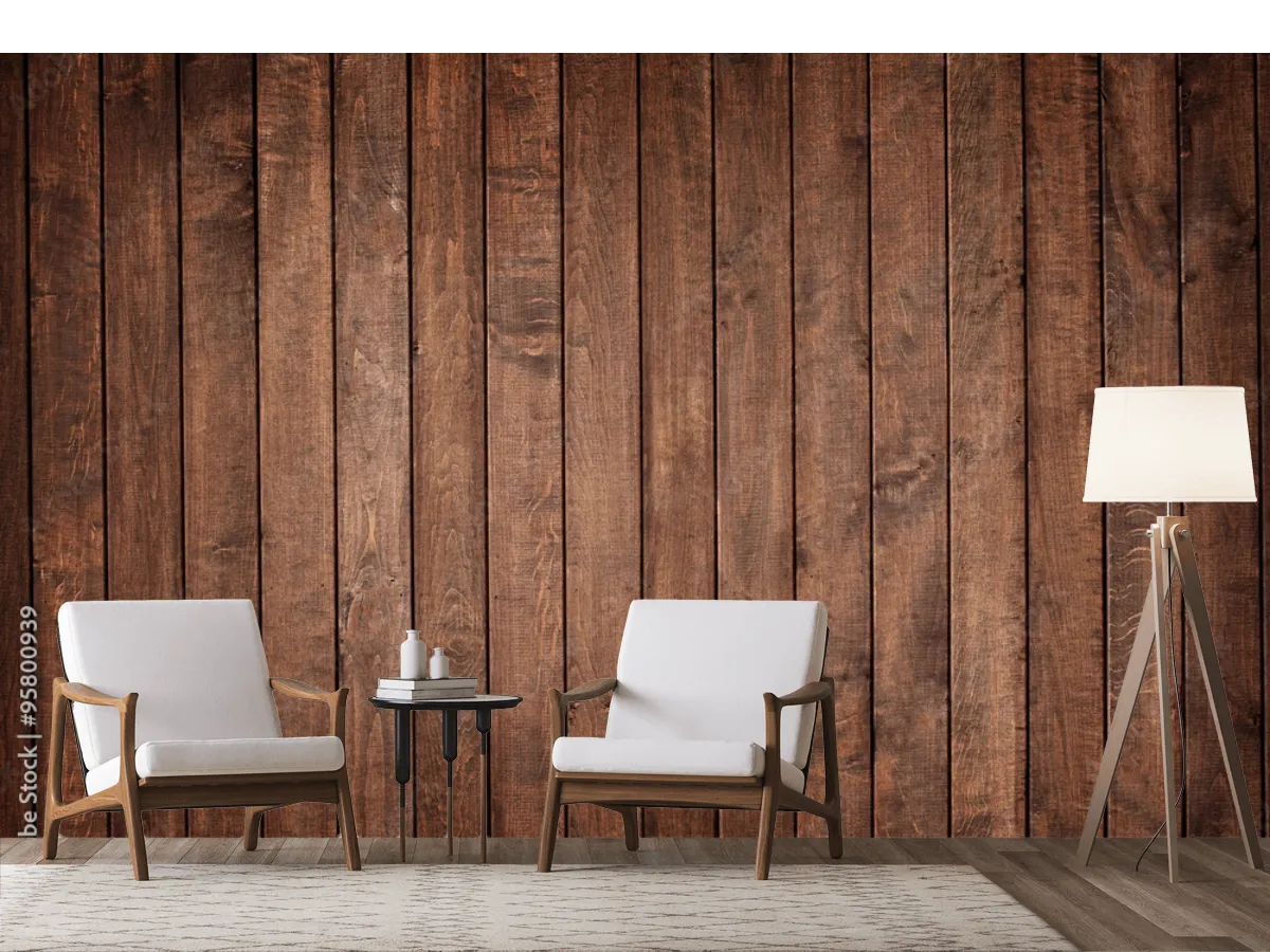 Mural Wood Essence Café Oscuro decorativo para pared sala o recámara