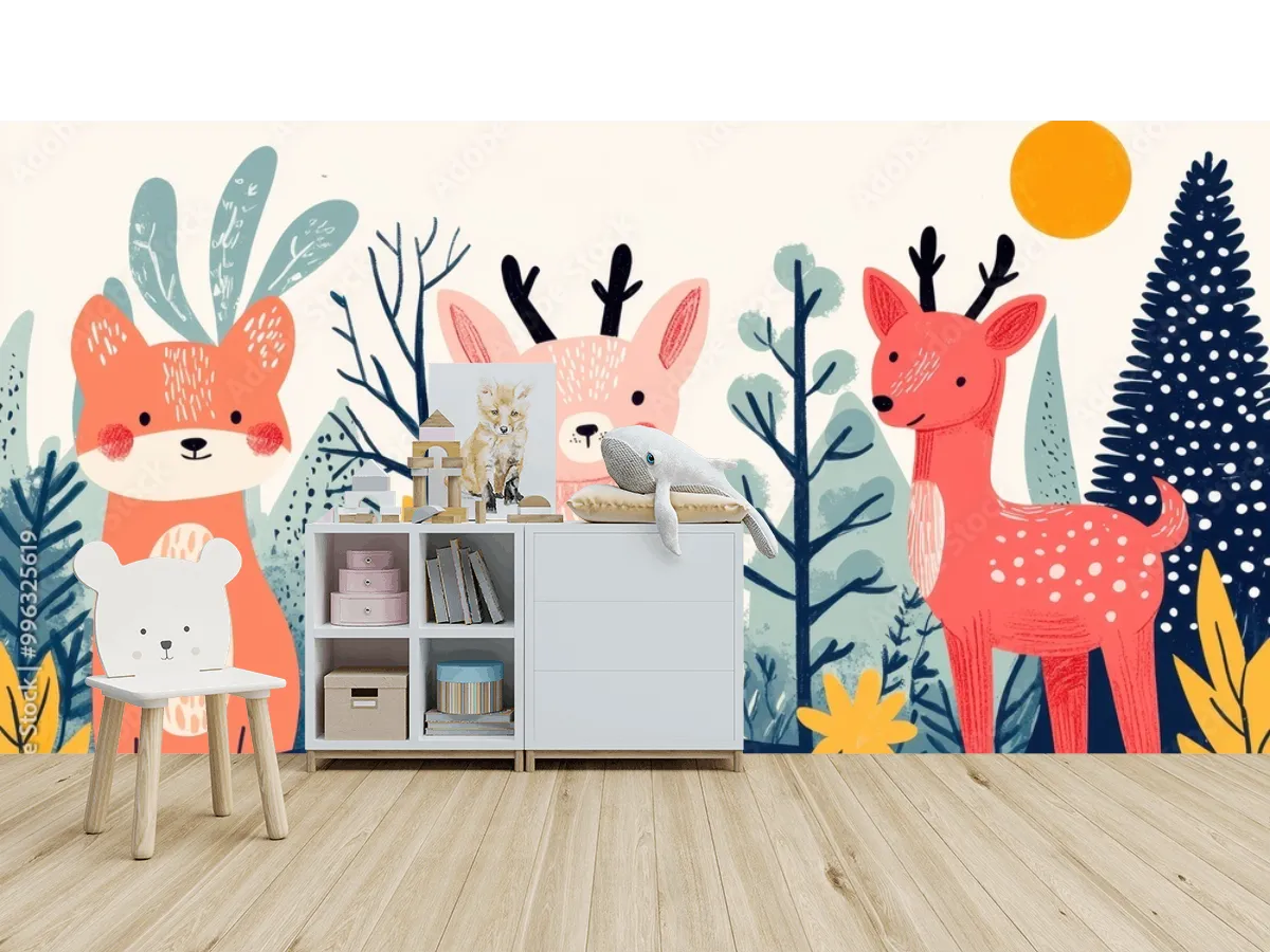 Mural Bosque Encantado Infantil – Fotomural Vinil, Tapiz Texturizado o Liso