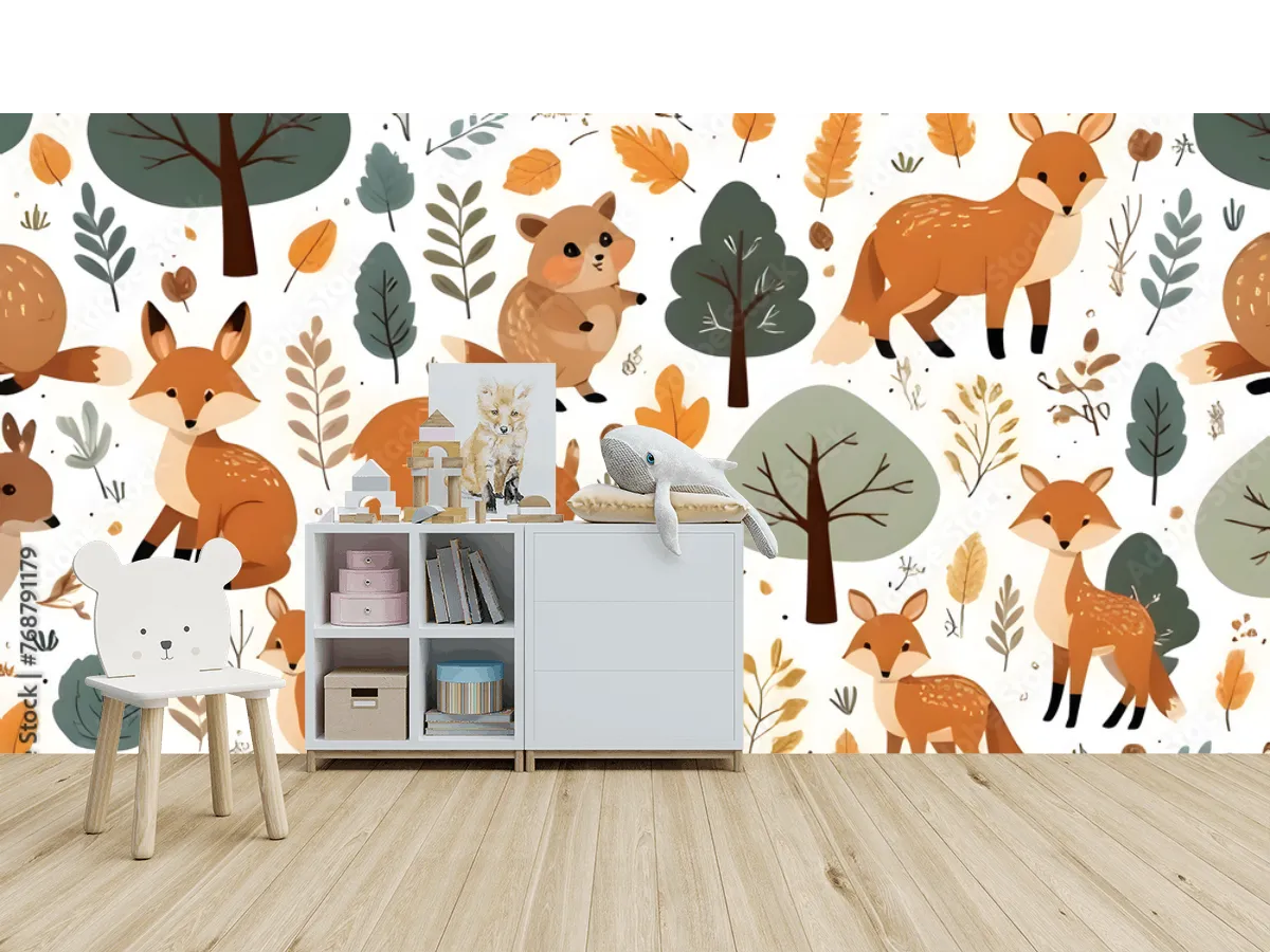 Mural Bosque Encantado Infantil Animales para Pared | Vinil, Papel Tapiz