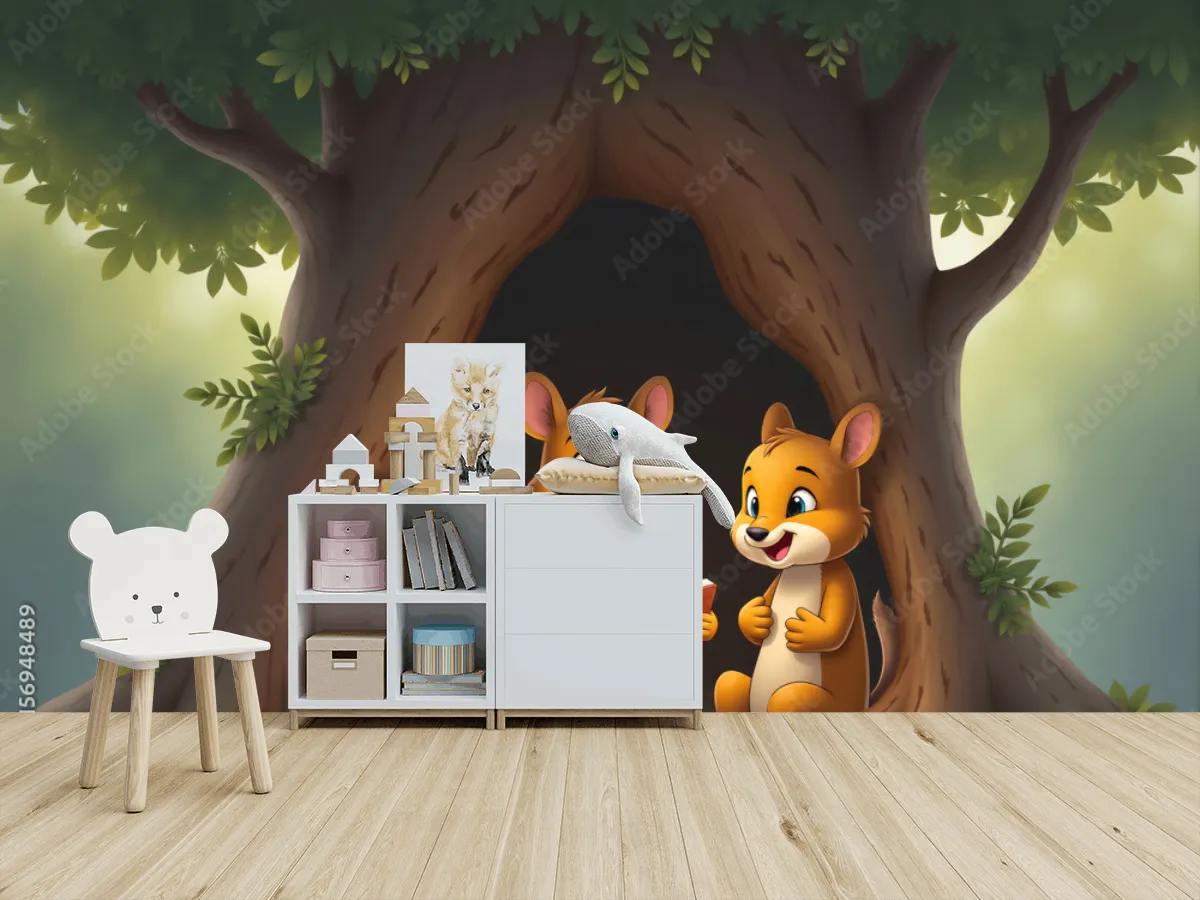 Fotomural Infantil Bosque Cuentacuentos para Pared Niños – Vinil, Papel Tapiz, Contract