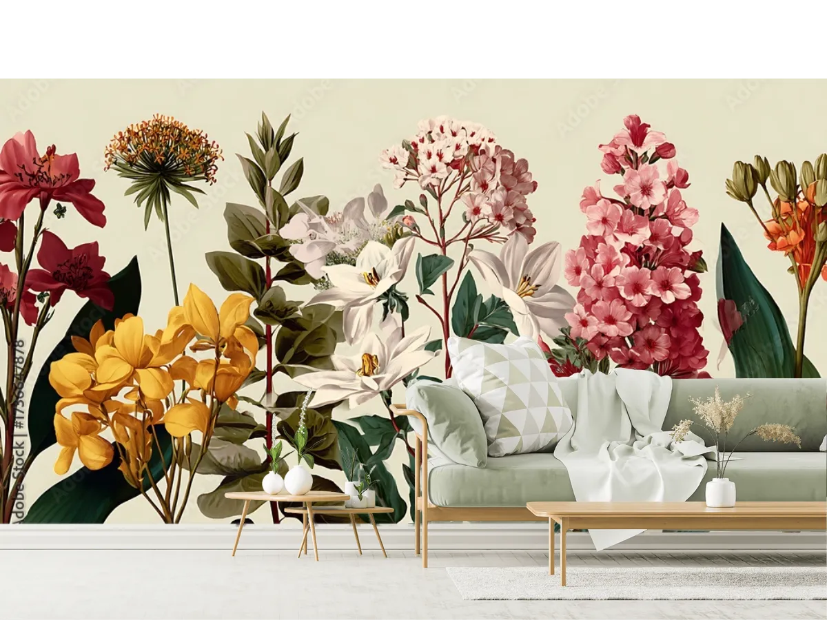 Mural Jardin Poético para sala o recámara, decoración floral