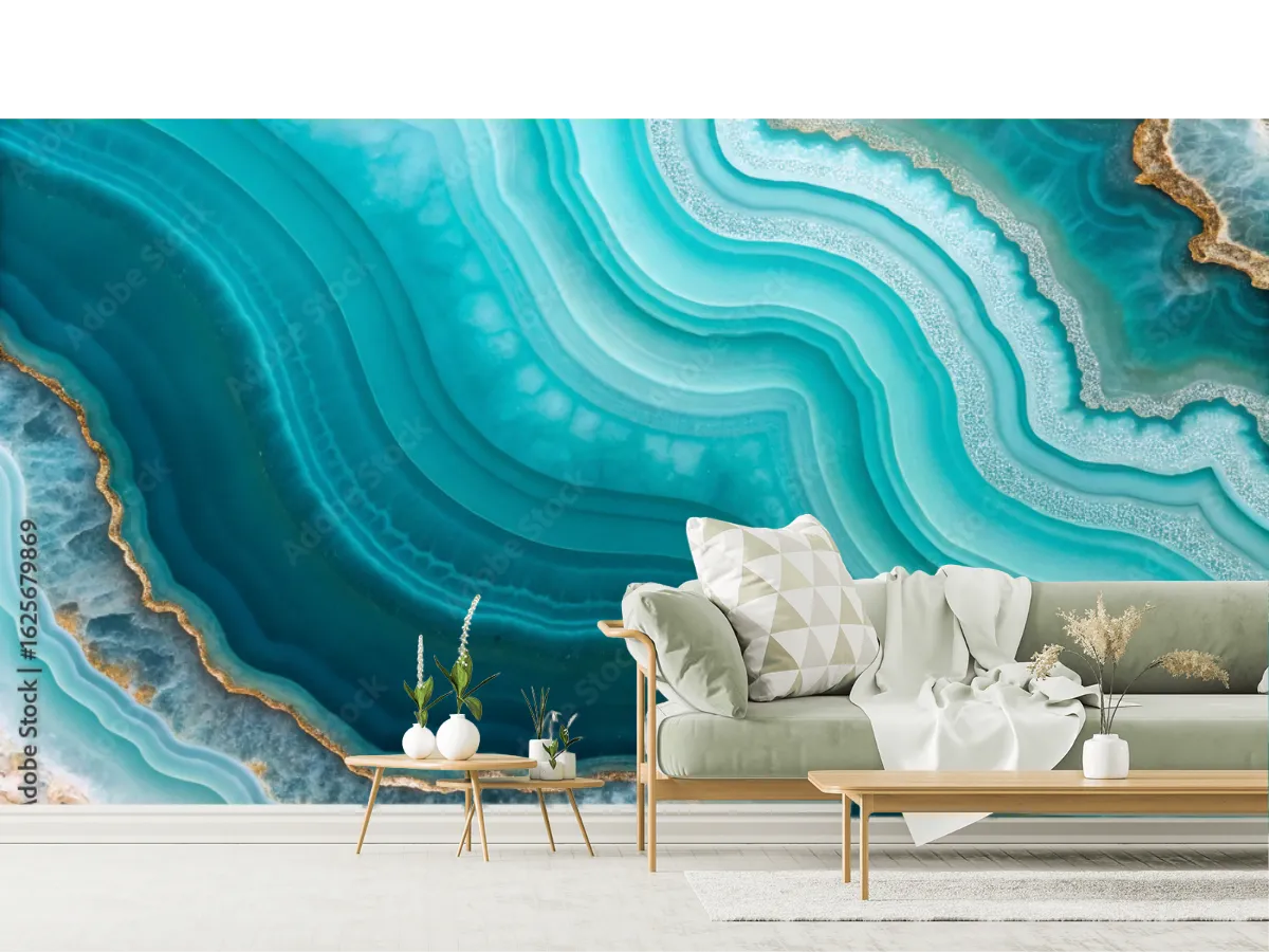 Mural Aguamarina Esencia de Onix para Sala y Recámara - Vinil, Tapiz o Mural