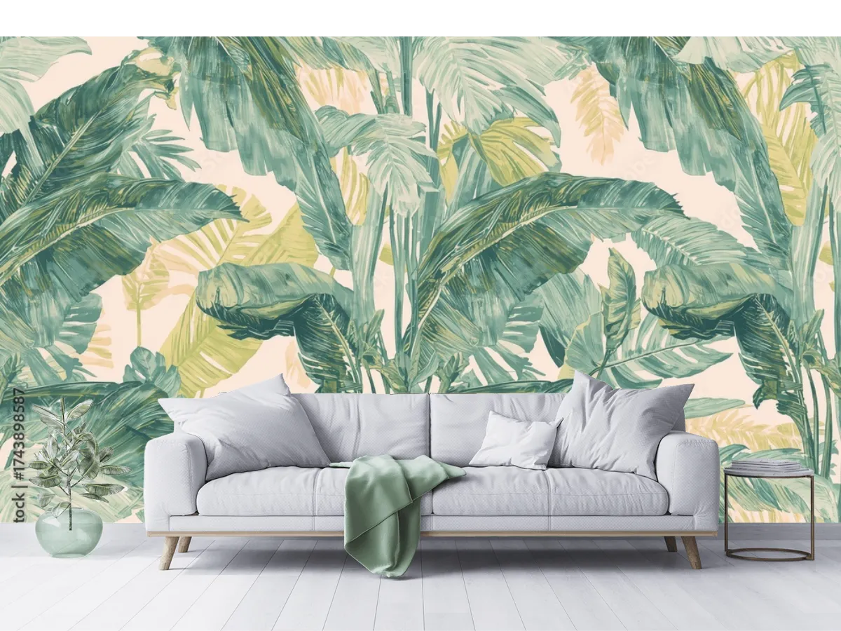 Mural Botánico Tropical Hoja Plena para Pared - Vinil Arquitectónico & Papel Tapiz