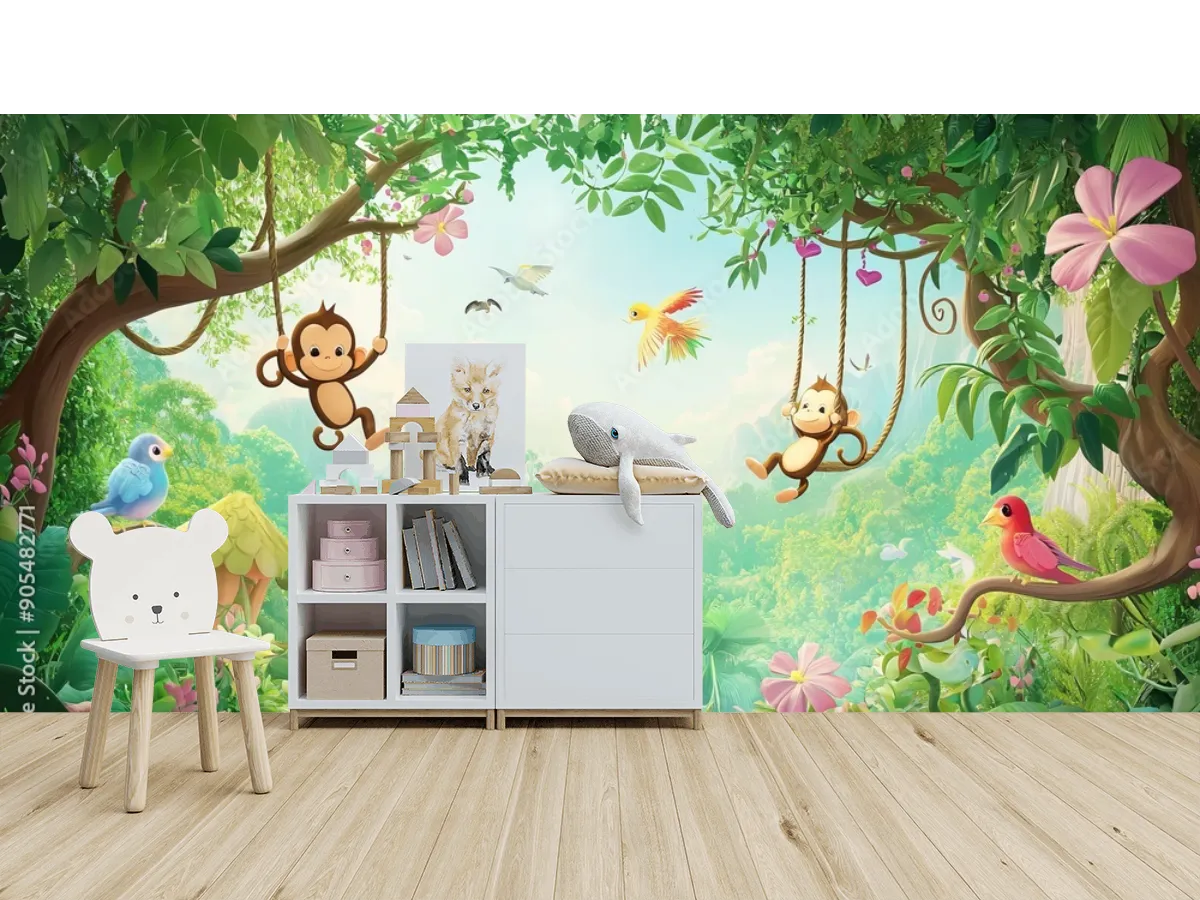 Fotomural Infantil Jungla Mágica para Pared – Vinil o Papel Tapiz
