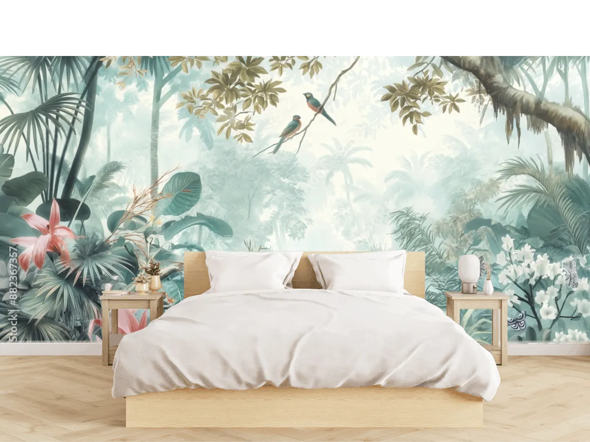 Mural Esencia Tropical para sala o recámara, papel tapiz decorativo personalizable