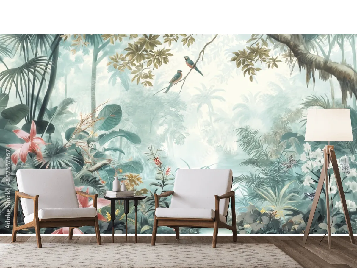 Mural Esencia Tropical para sala o recámara, papel tapiz decorativo personalizable