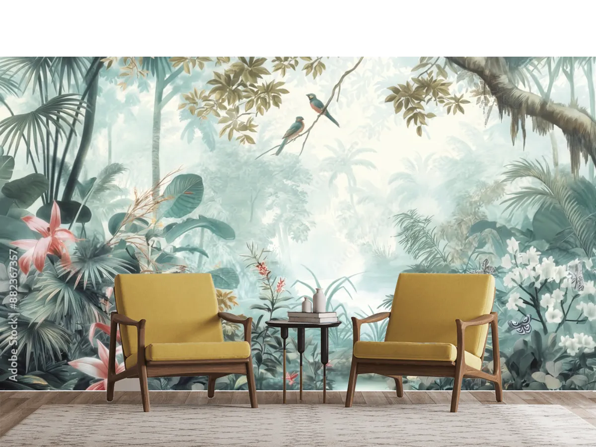 Mural Esencia Tropical para sala o recámara, papel tapiz decorativo personalizable