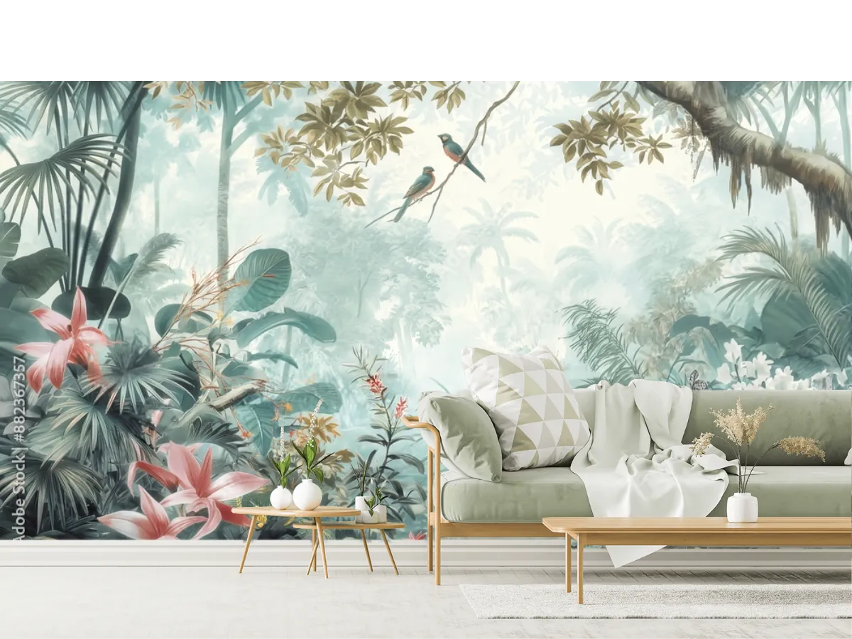 Mural Esencia Tropical para sala o recámara, papel tapiz decorativo personalizable