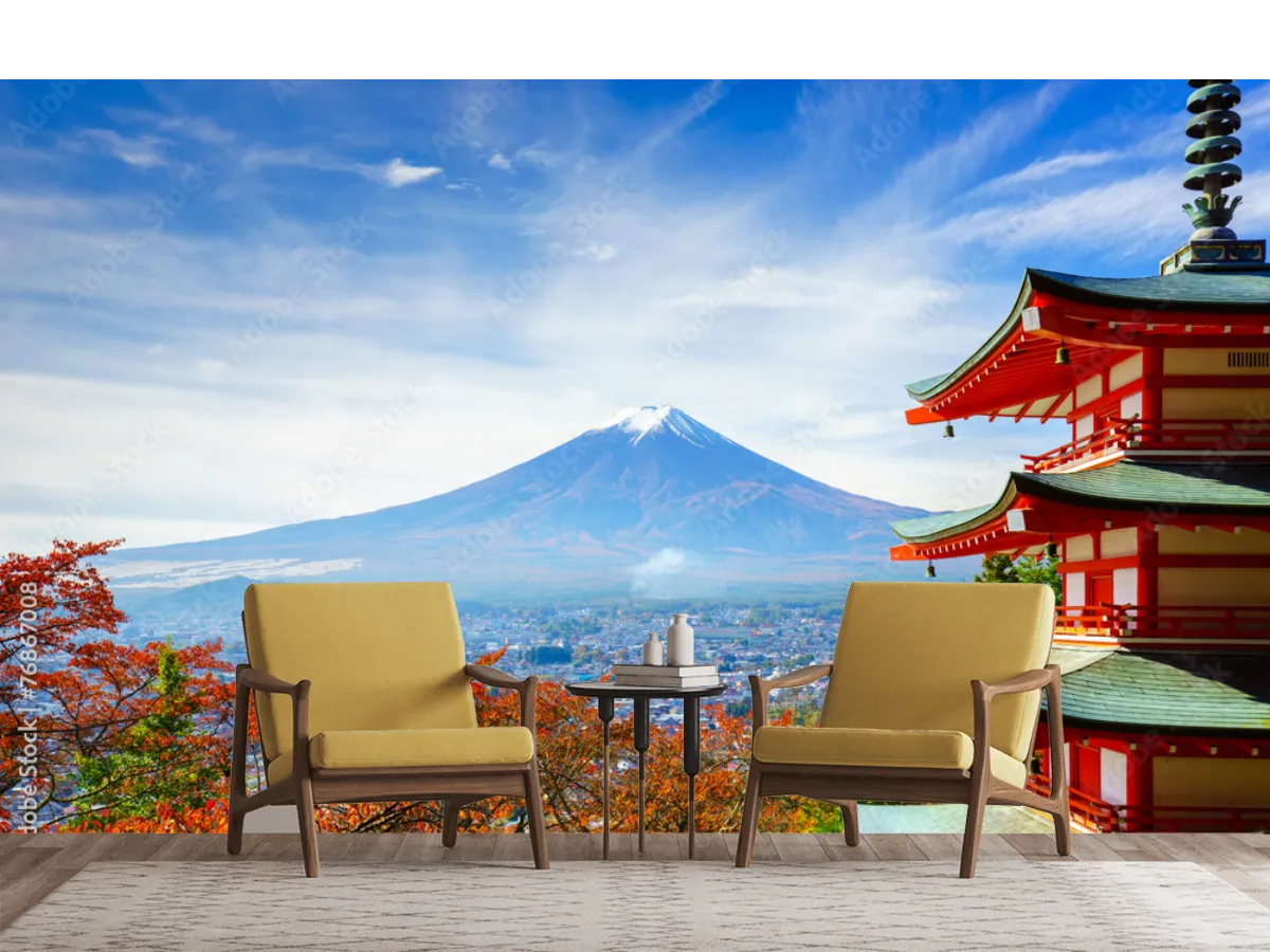 Mural Fuji Esplendor Japonés en Vinil o Papel Tapiz Decorativo