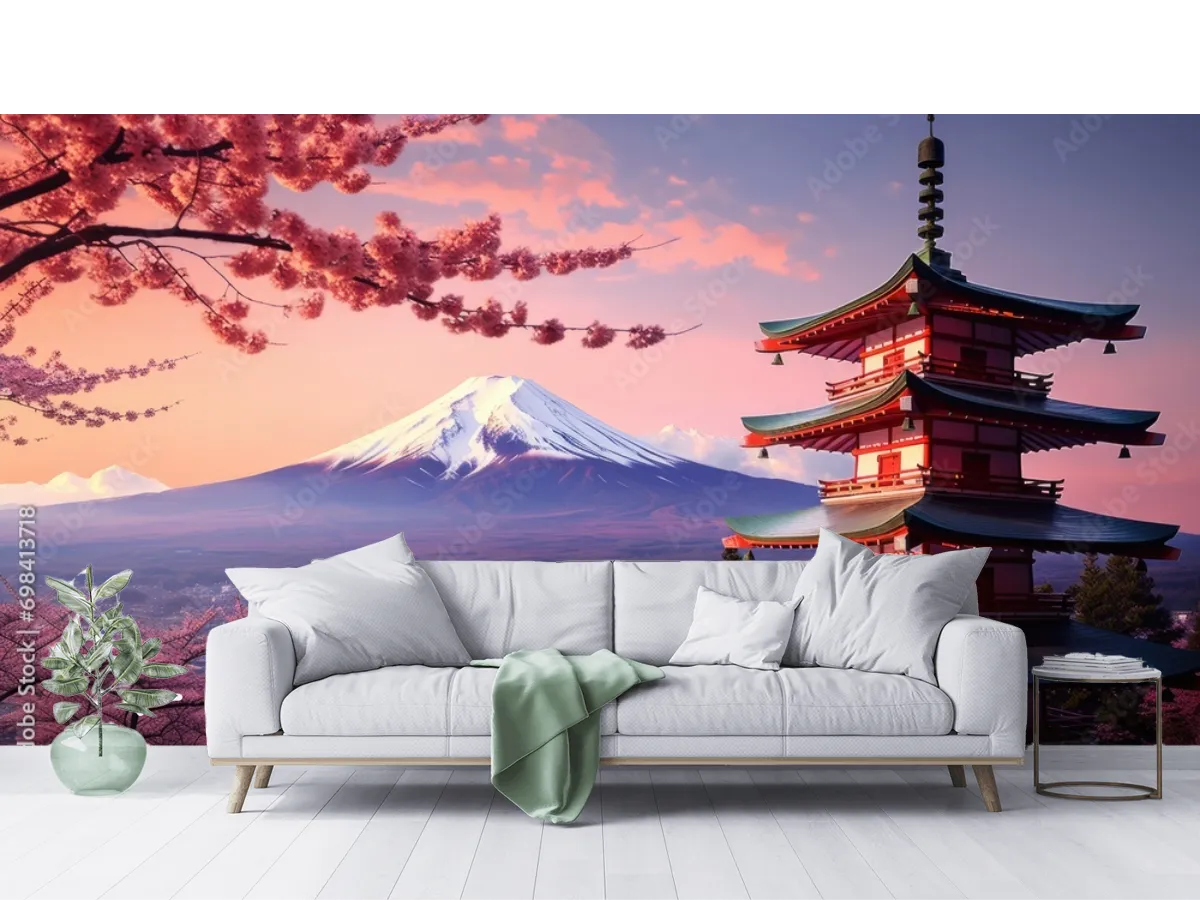 Mural Sakura Fuji Amanecer – Fotomural Decorativo Vinil Arquitectónico