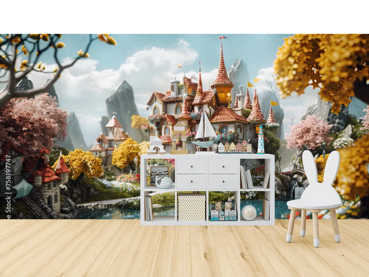 Mural Castillo Encantado en Vinil o Papel Tapiz Decorativo de Alta Definición