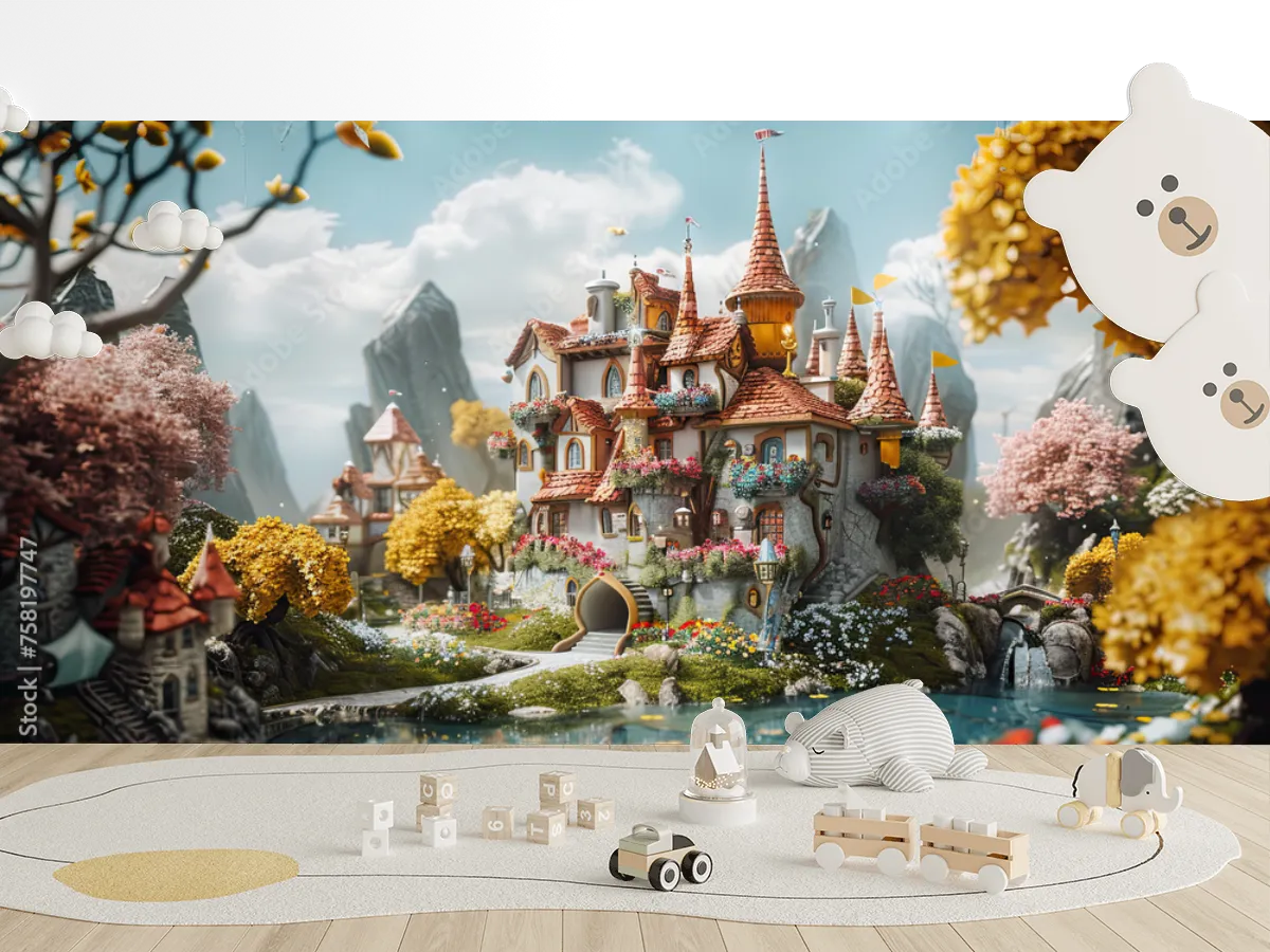 Mural Castillo Encantado en Vinil o Papel Tapiz Decorativo de Alta Definición