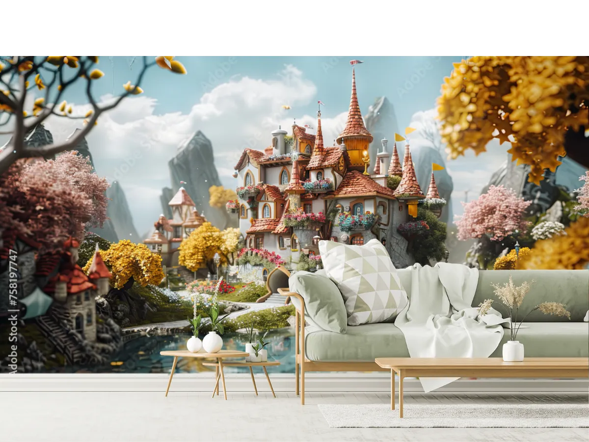 Mural Castillo Encantado en Vinil o Papel Tapiz Decorativo de Alta Definición