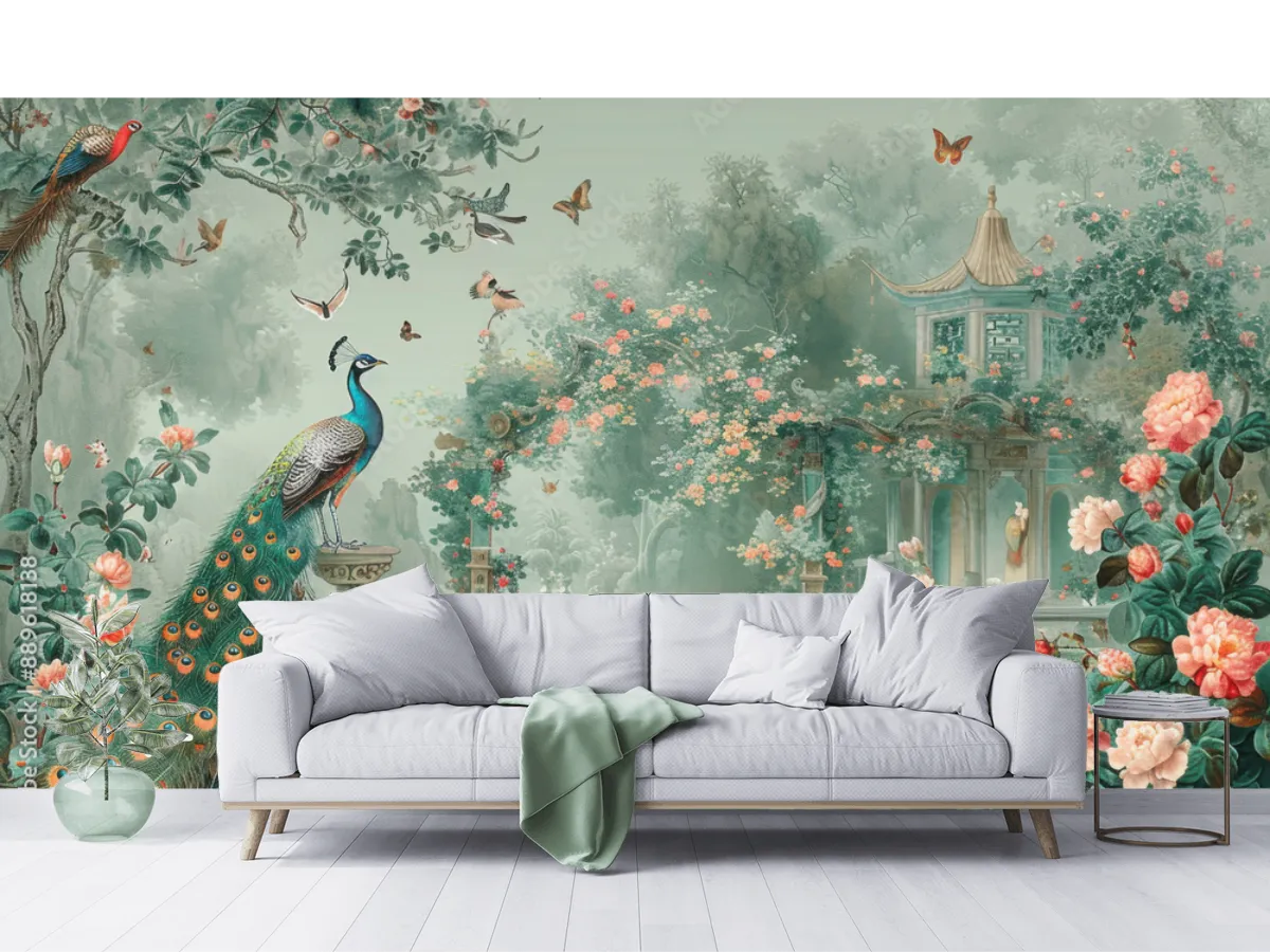 Mural Jardín Oriental de Ensueño para decoración mural - Vinil Arquitectónico, Papel Tapiz y más