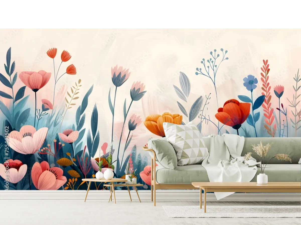 Mural Jardín de Ensueño en Vinil Arquitectónico o Papel Tapiz Decorativo