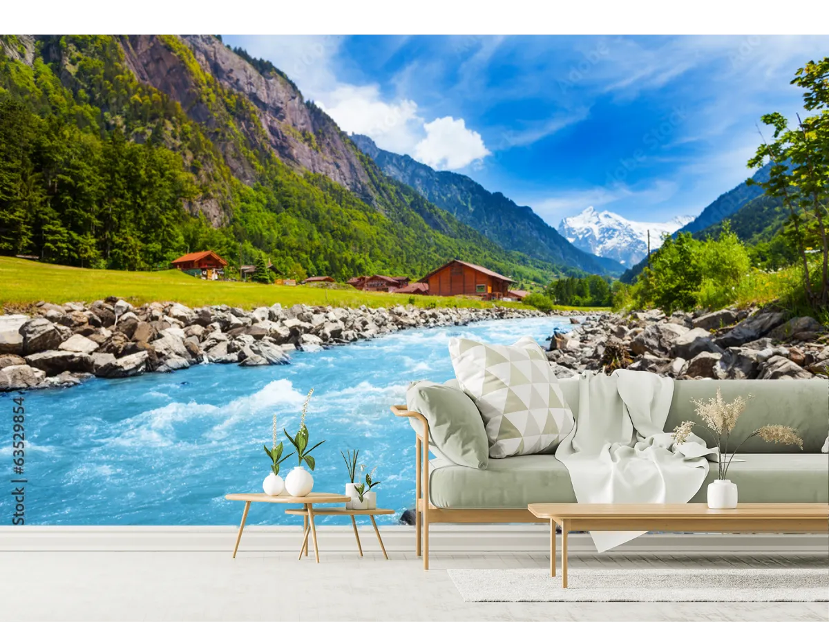 Mural Río de Montaña Alpes – Fotomural Decorativo Premium
