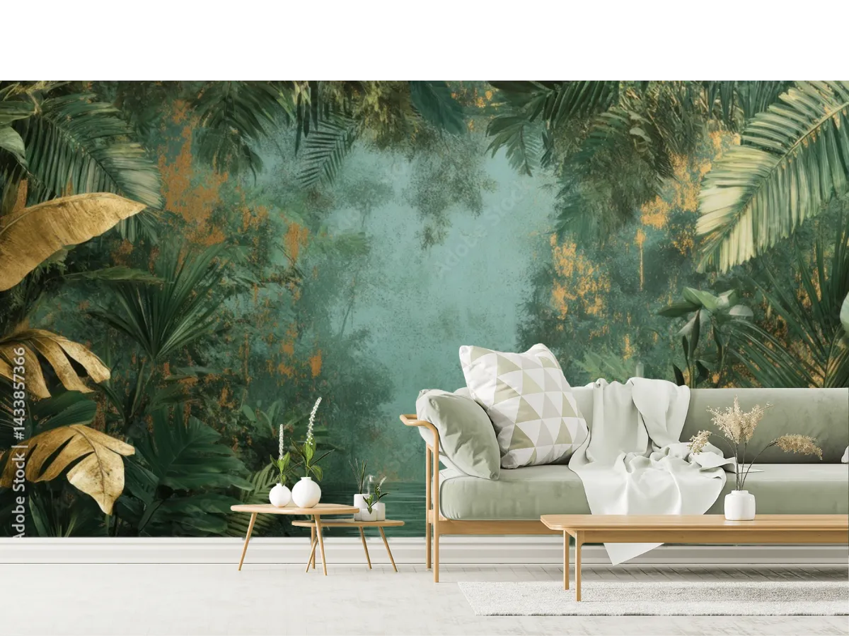 Mural Tropical Oasis Verde – Fotomural Decorativo para Pared