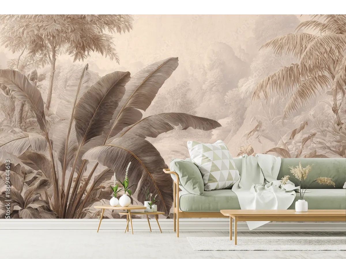 Mural Tropical Bruma Paraíso en Vinil y Papel Tapiz Decorativo