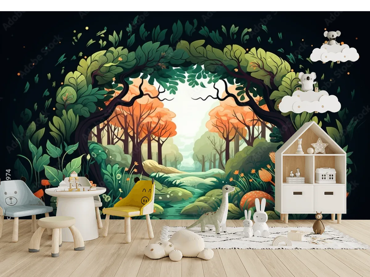 Mural Bosque Encantado Amanecer | Fotomural personalizado en vinil