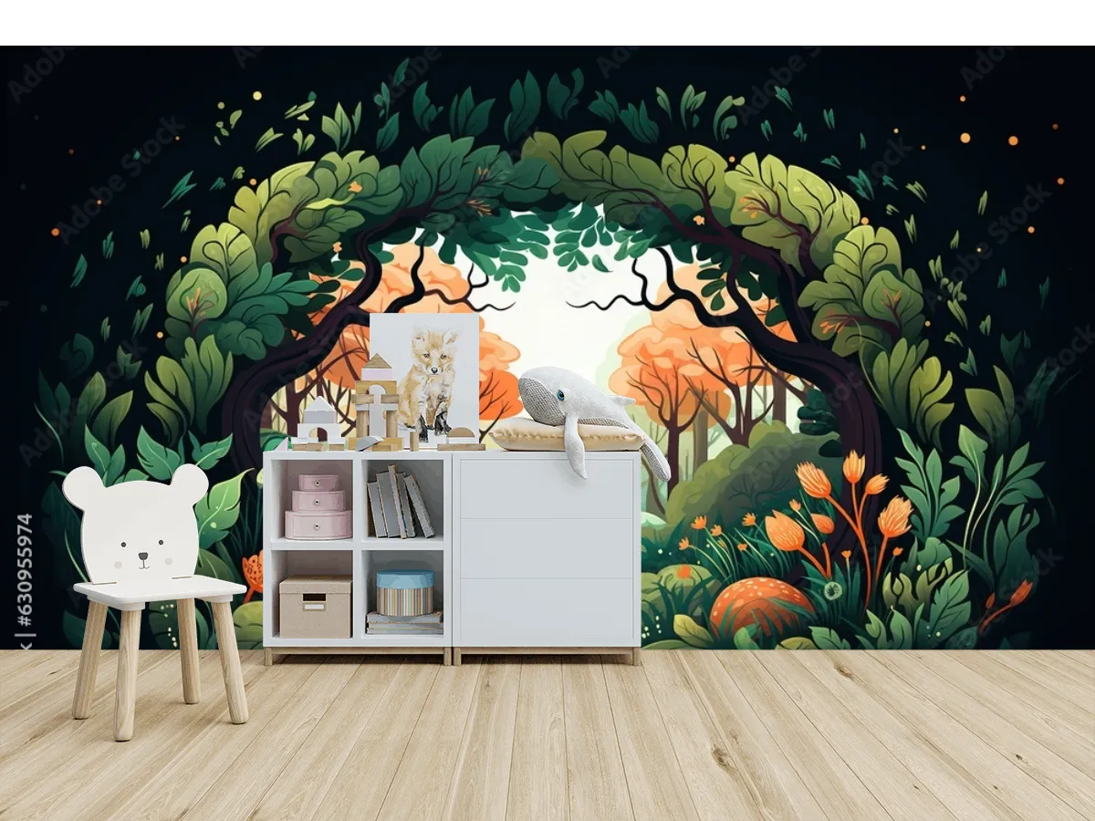 Mural Bosque Encantado Amanecer | Fotomural personalizado en vinil