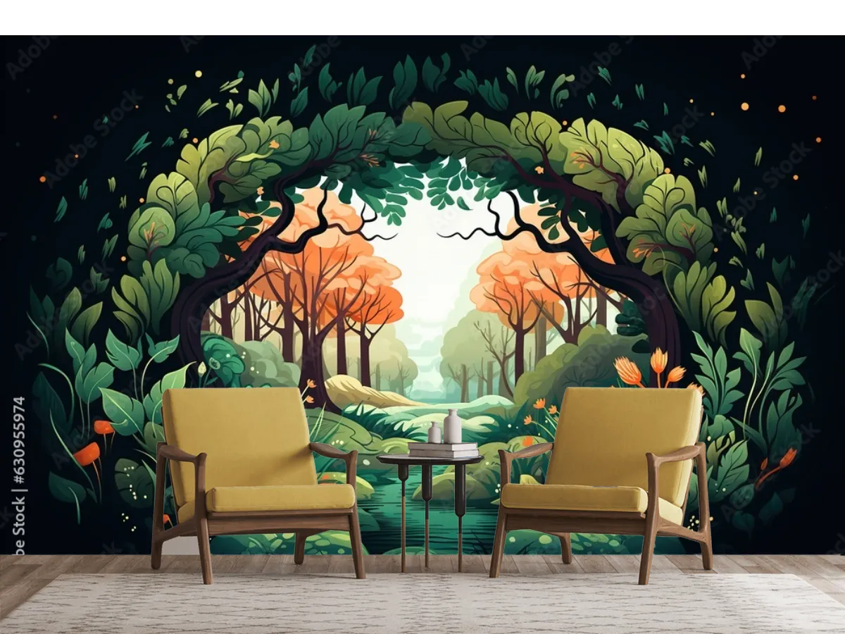 Mural Bosque Encantado Amanecer | Fotomural personalizado en vinil