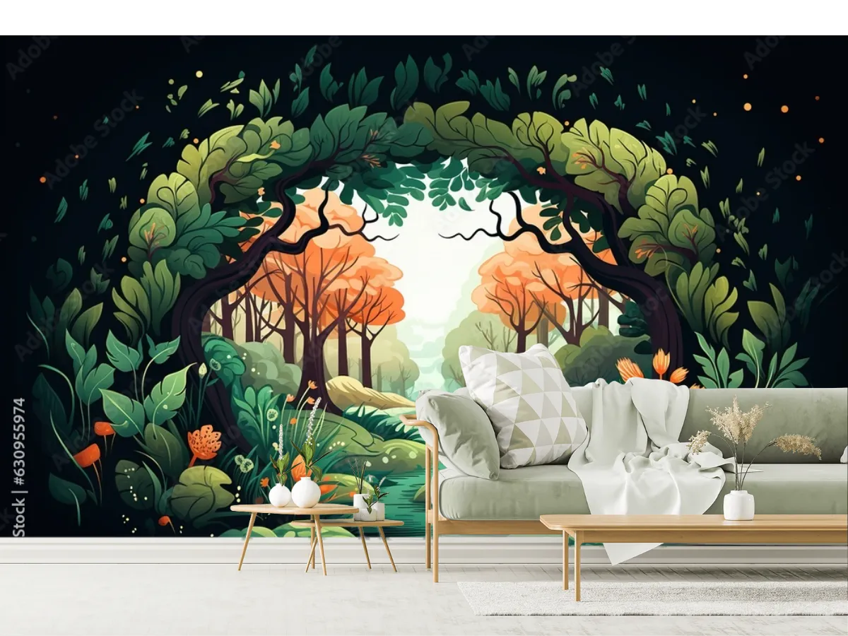Mural Bosque Encantado Amanecer | Fotomural personalizado en vinil