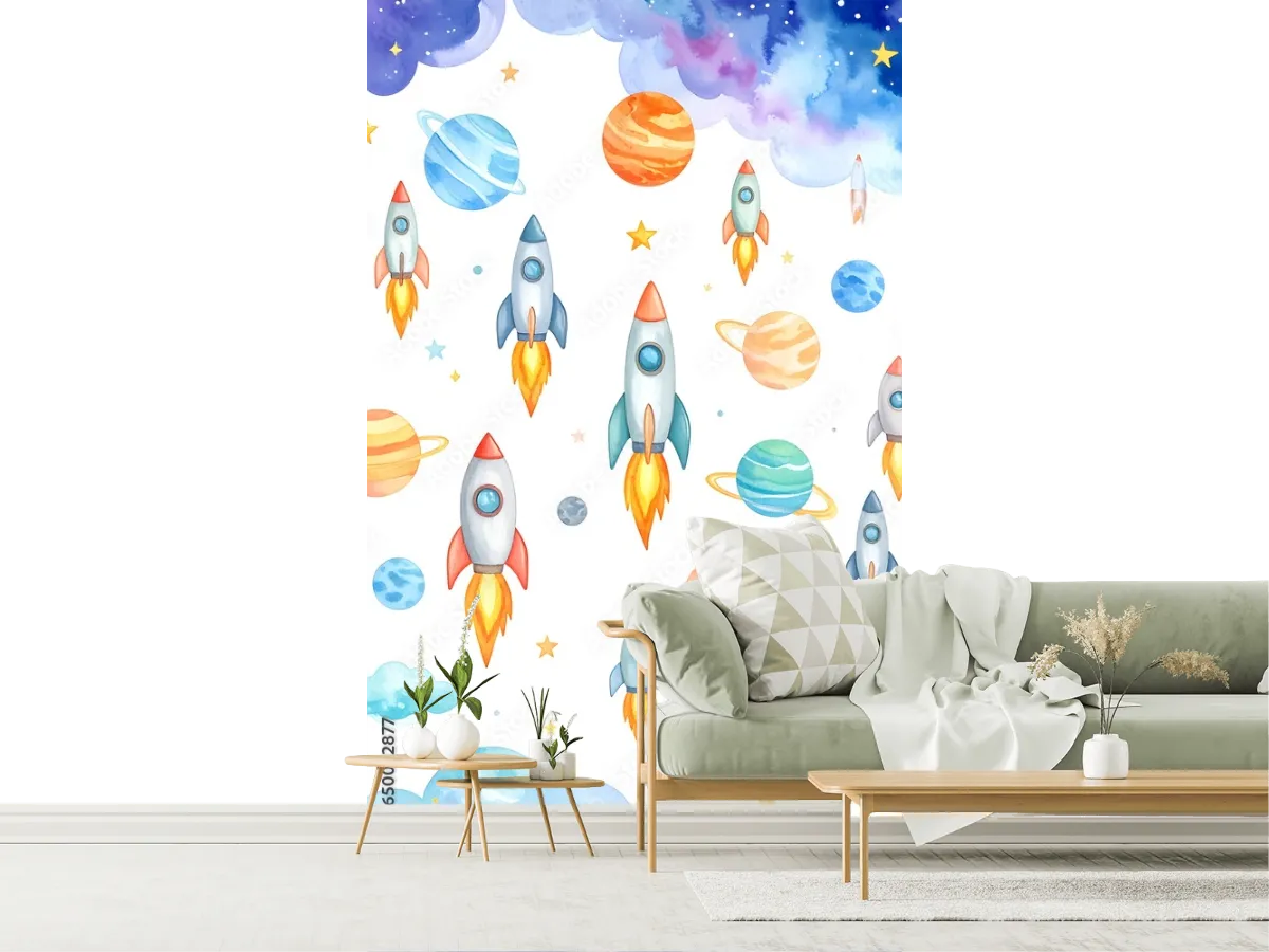 Mural Cohetes Interestelares para Niños – Fotomural Decorativo Personalizable