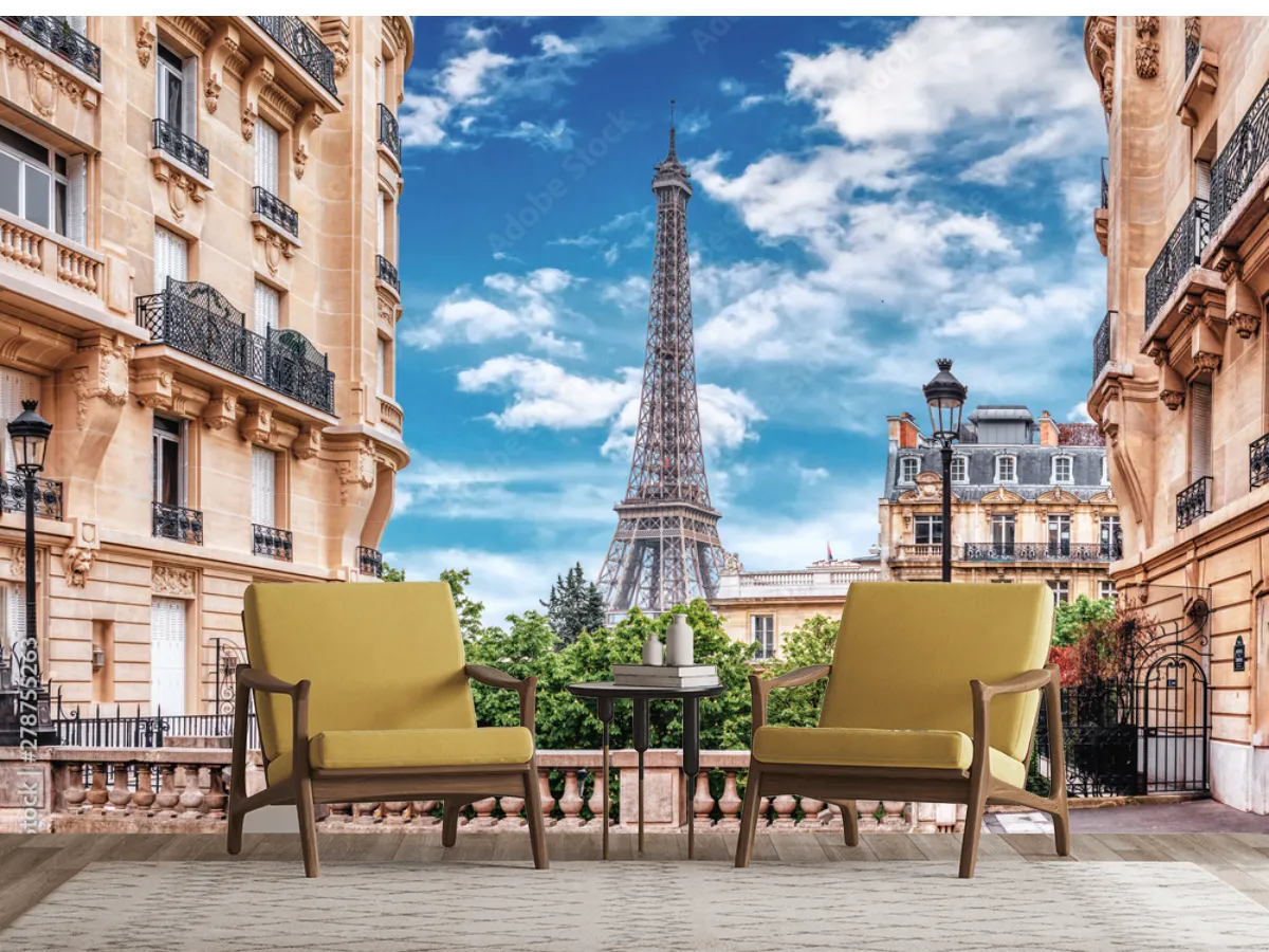 Fotomural París Azul Cielo | Vinil Decorativo, Tapiz Texturizado