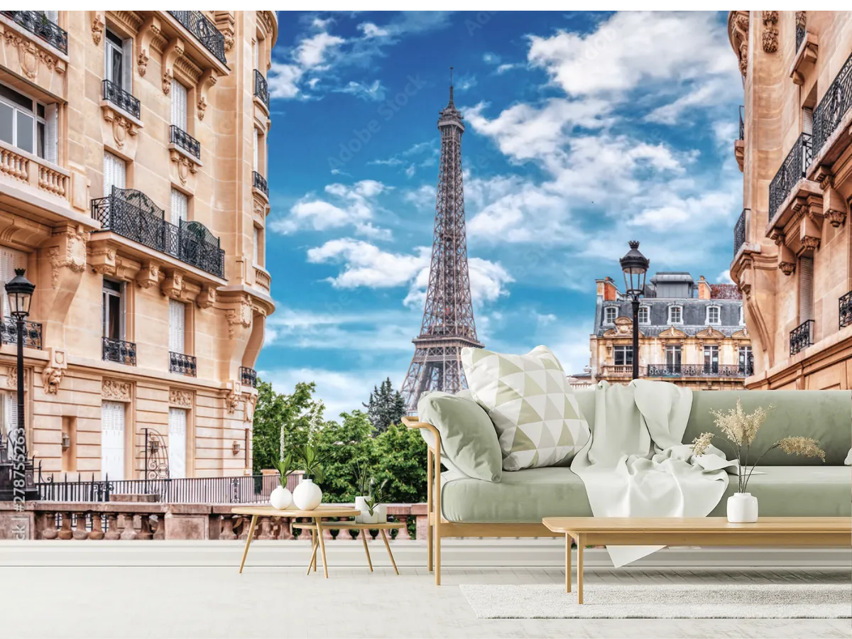 Fotomural París Azul Cielo | Vinil Decorativo, Tapiz Texturizado