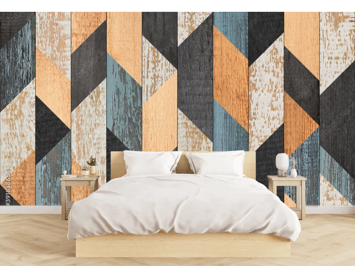 Mural Chevron Vintage Moderna – Fotomural Decorativo para Sala o Recámara en Vinil, Papel Tapiz o Contract
